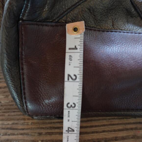 Vintage Fossil Handbag Leather Brown Patchwork Stitch Satchel Keyhole Boho 90s - Picture 11 of 15